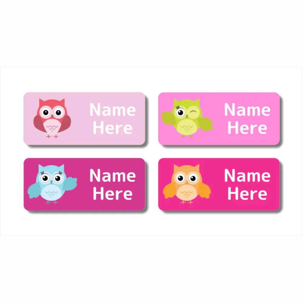 Owls Rectangle Name Label – Dinkleboo NZ
