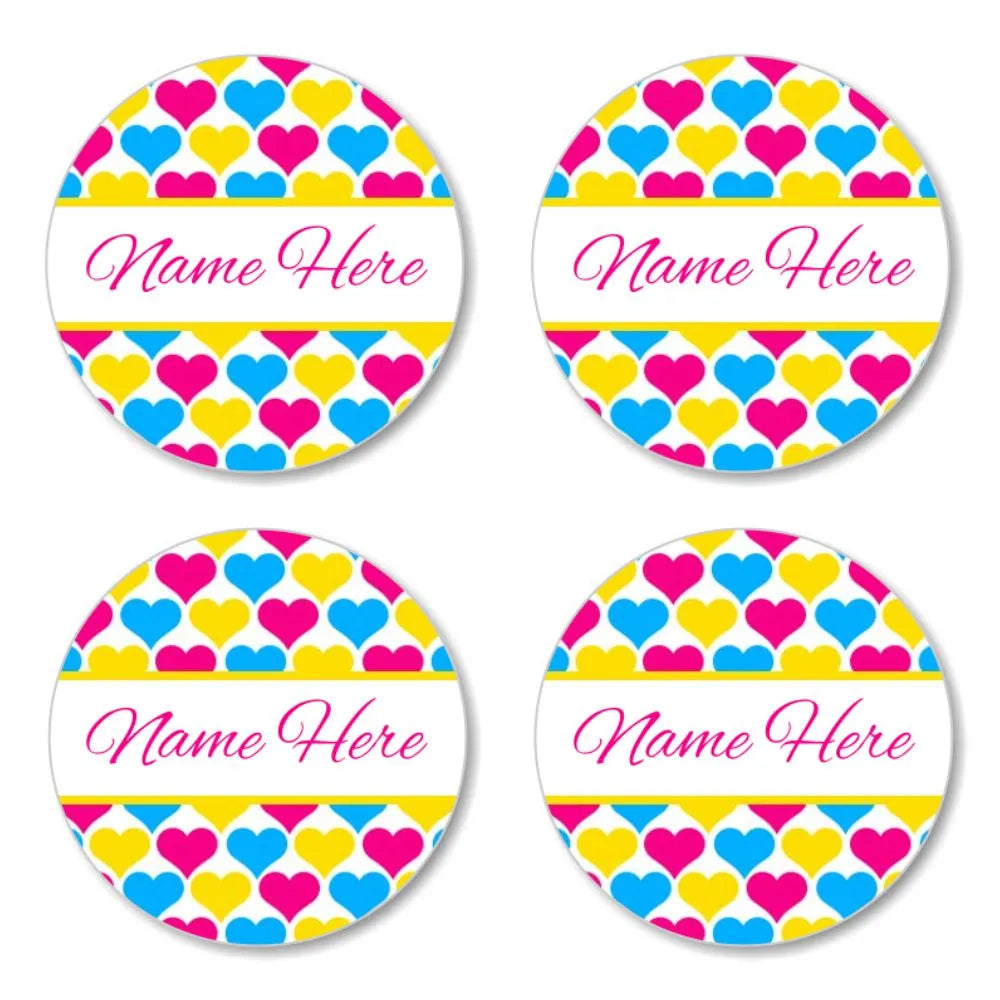 Hearts Round Name Labels – Dinkleboo NZ