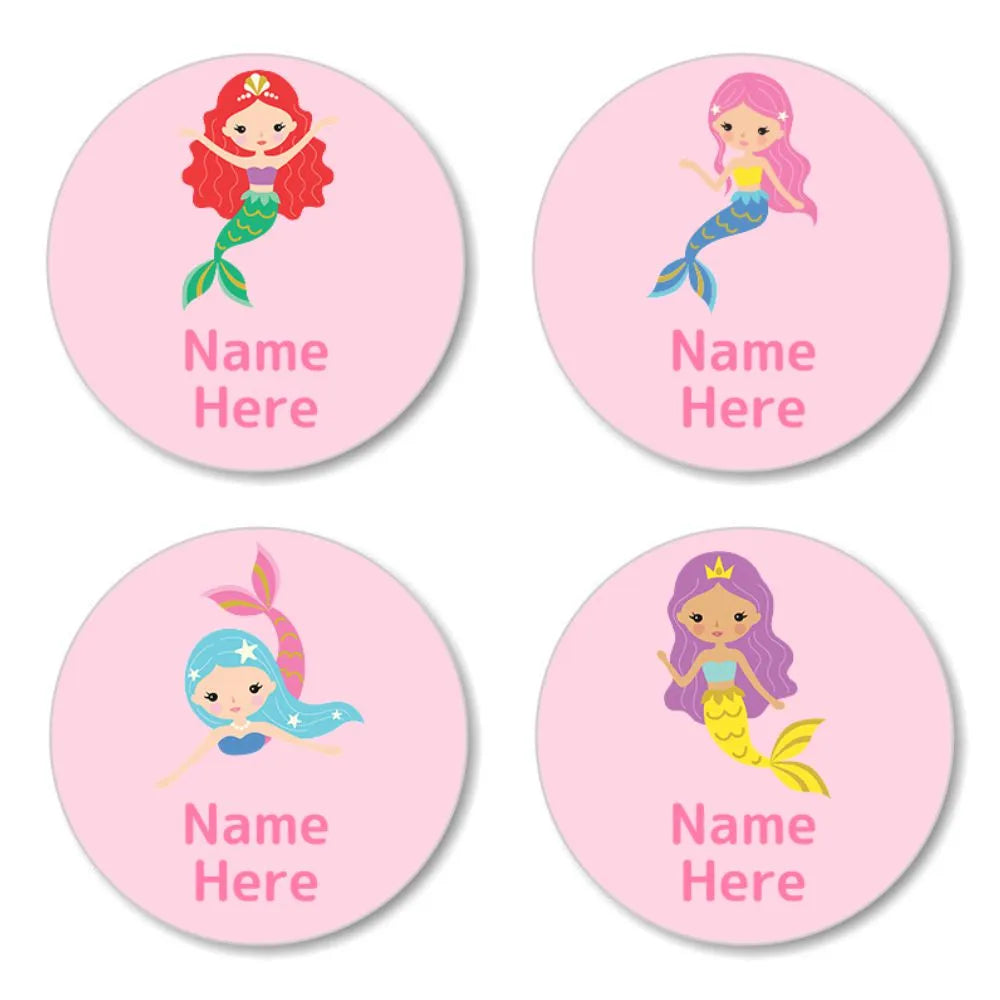 Mermaids Round Name Labels – Dinkleboo NZ